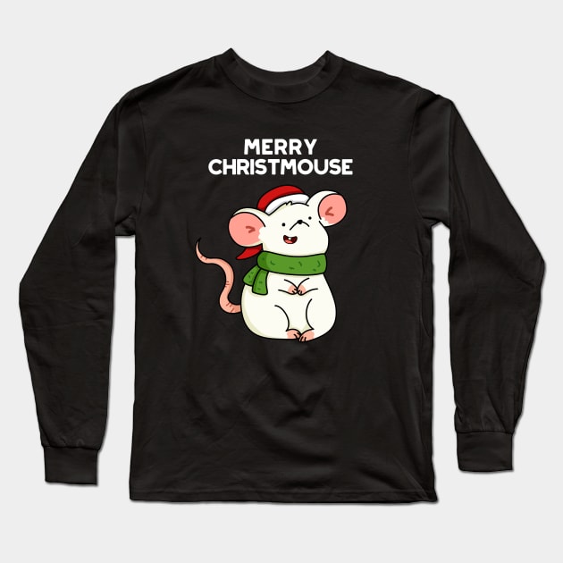 Christmouse Cute Christmas Mouse Pun Long Sleeve T-Shirt by punnybone